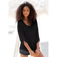 Buffalo Strandshirt mit Stickerei und Quasten, Tunika, 3/4-Arm, Blusenshirt