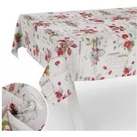 ANRO Tischdecke mit Blumen Botanik aus Stoff Tischwäsche mit Beschichtung Tischtuch (Einzelstück 1-tlg), auch als Gartentischdecke - mit Schutzschicht