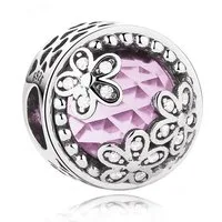 PANDACHARMS Bead Mondblumen Pink Charm für Charm Armband, 925er Silber, Zirkonia