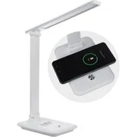 Maclean LED Schreibtischlampe MCE616, LED Schreibtischleuchte mit Induktion Qi-Ladegerät weiß/schwarz