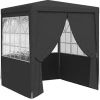 furnicato Partyzelt Anthrazit 2 x 2 x 2,4 m mit Seitenwänden, UV-beständiges Gartenzelt mit Fenstern und Reißverschluss-Tür
