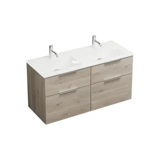 Burgbad Glas Waschtisch-Set Eqio Eiche Dekor Flanelle/Weiß, SEYY122F2632A0070 SEYY122F2632A0070