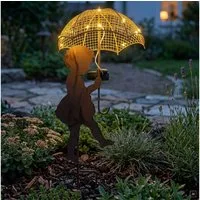abc HOME LED Gartenleuchte Mädchen, Junge mit Regenschirm, LEDs, Solarpanel, Lichtsensor, Zwei Varianten: Junge und Mädchen