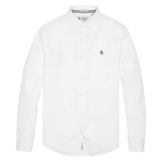 Original Penguin Herren Sticker Pete EcoVero Langarmshirt (Helles Weiß)