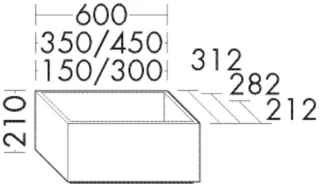 Burgbad Sockel Sys30 PG3 Diago 210x350x312 Lichtgrau Matt, SOAE035F3355 SOAE035F3355