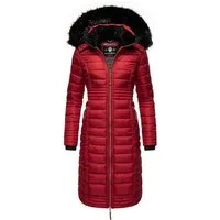 Navahoo Wintermantel Umay langer Damen Winter Steppmantel mit Kunstfellkapuze