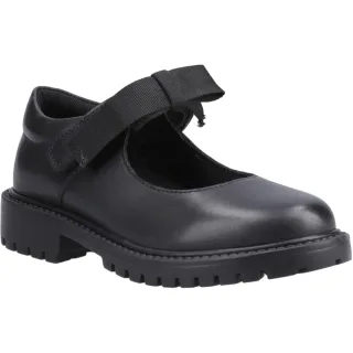 Hush Puppies Astrid Schleife Leder Mädchen Schwarz Schuhe