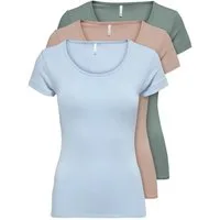 ONLY T-Shirt ONLLIVE LOVE NEW (3-tlg., 3er Pack) Figur betont, elastische Baumwollqualität