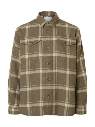 SELECTED MEN - SLHRLXPABLO WOOL BLEND OVERSHIRT morel - Gr. - L
