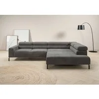 Home affaire Ecksofa Antonelli, L-Form, incl. Kopfteilverstellung, Breite 312 cm, mit elektrischer Sitztiefenverstellung, in Cord, dunkelgrau