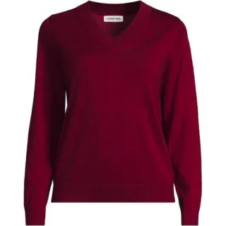 Pullover aus Baumwolle/Seidenmix, Damen,  Rot, Baumwolle/Seide/Nylon, by Lands' End
