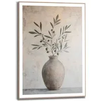 Reinders! Poster Oliven auf Vase, Wohnzimmer - Grün - MDF - Abstrakt - 50x70 cm