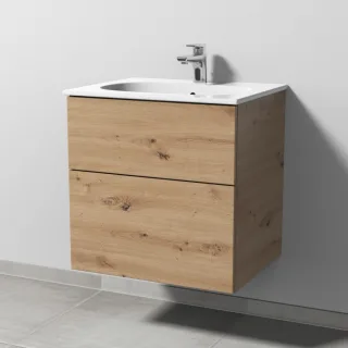 Sanipa 3way Waschtischunterbau zu Geberit Acanto Slim Waschtisch mit 2 Auszügen, Eiche Natural-Touch SM41085