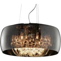 TRIO Leuchten LED Pendelleuchte Glasschirm innen mit Kristall Ø 50cm, LED wechselbar, Warmweiß, ausgefallene Lampe für über Esstisch hängend, inkl. Leuchtmittel