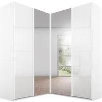 rauch Schwebetürenschrank Kleiderschrank Garderobe Eckkleiderschrank QUADRA mit edler Glasfront (in den Höhen 210/229 cm, inkl. Soft-Close-Funktion) großer Eckschrank mit viel Stauraum, Maß 181x187 cm MADE IN GERMANY