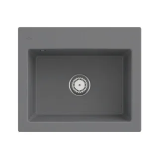 Villeroy und Boch Subway Style 60 S Einbauspüle 330901SL mit Ablaufgarnitur, 600 x 510 mm, Handbetätigung, stone CeramicPlus