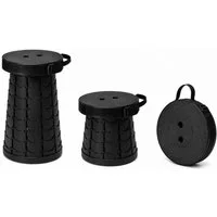 R2 Invest Sitzhocker Faltbarer Klapphocker 41 cm hoch Campinghocker bis 150 kg Schwarz