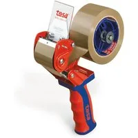 tesa Klebeband tesapack COMFORT Handabroller (Packung, 1-St) Packbandabroller für leichtes & sicheres Verpacken - blau / rot