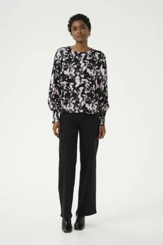 Langarm-Bluse Regular fit Black/Pink Graphic Strokes black multi