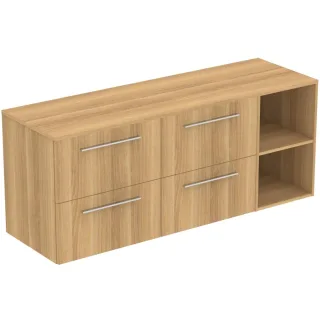 Ideal Standard Möbel-Set 160cm i.life B 4 Auszüge 2 off.Fächer Gr.Chrom Eiche Natur, T5840NX T5840NX