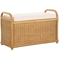Krines Home Sitzbank Rattan Bank Sitzbank Sitzhocker mit Stauraum gepolstert Wäschetruhe 80, gepolsterter Deckel