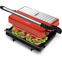 Aigostar Paninigrill Kontaktgrill Klein & Kompakt, 180° Aufklappbar, Antihaftbeschichtung, 750,00 W, BPA-frei, Cool-Touch-Griff, vertikale Aufbewahrung