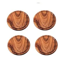 Kesper Frühstücksbrett Runde Fleischteller mit Saftrille, 4er Pack, 25 cm ø, Akazienholz, Akazie, Ideal als Frühstücksbrettchen oder Essbrett