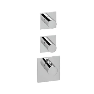 Herzbach Logic XL Fertigmontageset 11.522015.1.01 Universal-Thermostat-Modul, 3 eckige Armaturenblenden, chrom