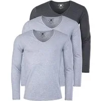Young & Rich T-Shirt Herren Uni Basic extra tiefer Ausschnitt Unterziehshirt 2239 3er Pack (3er-Pack, 3-tlg., 3er-Pack) V-Ausschnitt unifarben langarm slim fit
