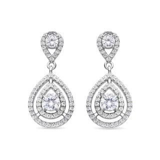 Luxenter 925 Sterling Silber und Rhodium plattierte Brillant Zirkonia Ohrringe - Yssyl