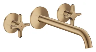 Hansgrohe 3-Loch Waschtischarmatur AXOR One Unterputz Wandm. 220mm Kreuzgriff brushed bronze , 481 48140140