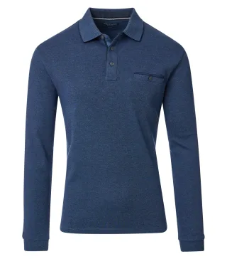 CASAMODA - Polo-Shirt Langarm gestreift blau - Gr. - L