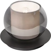 OTTO home Tischleuchte Tanissa mit Doppelschirm, ohne Leuchtmittel, runde Tischlampe, Rauchglas, Ø 18 cm, Stoffschirm, E27, Glasschirm