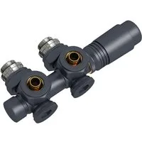MEYKOERS Heizkörperthermostat Heizkörper Thermostatventil 50 mm Mittelanschluss Multiblock, Geeignet für 16 mm Mehrschichtrohre, Weiß / Anthrazit / Chrom