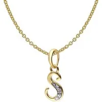 trendor Kette mit Anhänger Buchstaben-Anhänger S Gold 333/8K mit vergoldeter Silberkette
