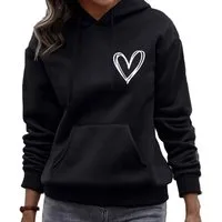 Banco Hoodie Damen Pullover Hoodie Love Liebe Herz Unifarbe Unifarben Größen XS - 6XL Hoodie