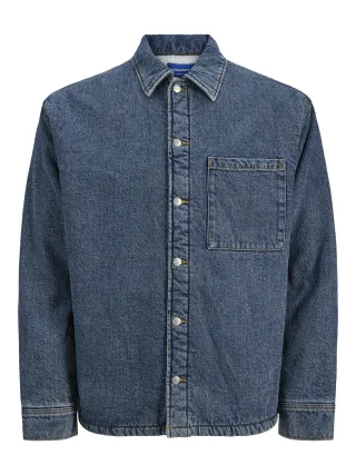 JACK&JONES - JORJAMES DENIM TEDDY OVERSHIRT LS Medium Blue Denim - Gr. - S