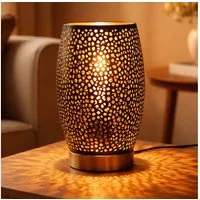 GLOBO LIGHTING Tischleuchte, Leuchtmittel nicht inklusive, Design Tisch Lampe Wohn Arbeits Zimmer Dekor Stanzungen Leuchte gold