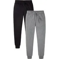bonprix Jogginghose (Packung, 2-tlg) aus Baumwolle und Polyester, mit elastischen Bündchen am Saum