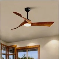 Rolipo Deckenventilator mit LED Licht, Leiser DC-Motor, 3 Massivholzflügel,Ø 132 cm (52 Zoll), Fernbedienung, Timer, Winter-/Sommerfunktion, 6 Stufen
