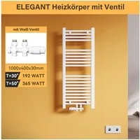 SONNI Badheizkörper Handtuchtrockner Handtuchwärmer Mittelanschluss, Weiß, mit/ohne Thermostat