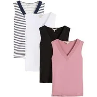 Love & Roses Trägertop Love & Roses Trägertops mit Chiffon, Multipack (4-tlg)