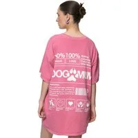 Worldclassca T-Shirt Worldclassca Oversized Print DOG MUM T-Shirt lang Sommer Oberteil PRINT - DOG MUM 100% LOVE WALKING