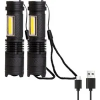 LQWELL Taschenlampe Mini Taschenlampe LED USB C Aufladbar, Zoombares Taschenlampen Klein (2-St., mit 3 Lichtmodi, Tragbare Hand Flashlight), für Camping, Wandern, Notfäll, Laufen, Radfahren, Nachtlesen