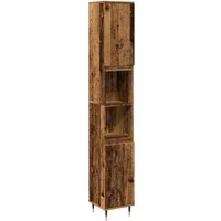vidaXL Badezimmer-Set Badschrank Altholz-Optik 30x30x190 cm Holzwerkstoff, (1-St)