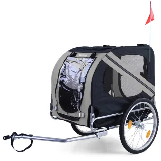 Fahrrad Anhänger / Hunde Anhänger klappbar für Haustiere bis 40Kg Grau Schwarz in Top Qualität!