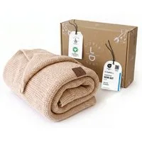 Babydecke Baby Strickdecke, %100 Bio Baumwolle, Atmungsaktiv, 80x100cm, Beige, Little Dedi