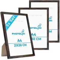PHOTOLINI Bilderrahmen 3er Set modern mit bruchsicherem Acrylglas, Holz MDF, Fotos & Poster, für 3 Bilder (3er Set), Posterrahmen A4 21x30 cm zum Aufhängen & Aufstellen