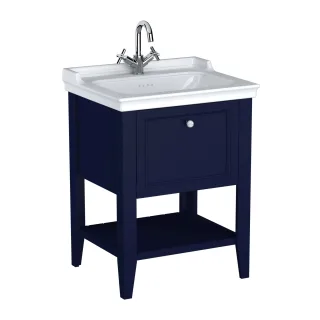 VitrA Valarte Set 65 cm Möbelwaschtisch + Waschtischunterschrank 1 Lade Stahlblau (Lack),65775 65775