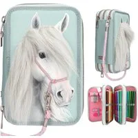 Depesche Federtasche DEPESCHE Miss Melody Federtasche 3fach mit Pferdekopf Applikation